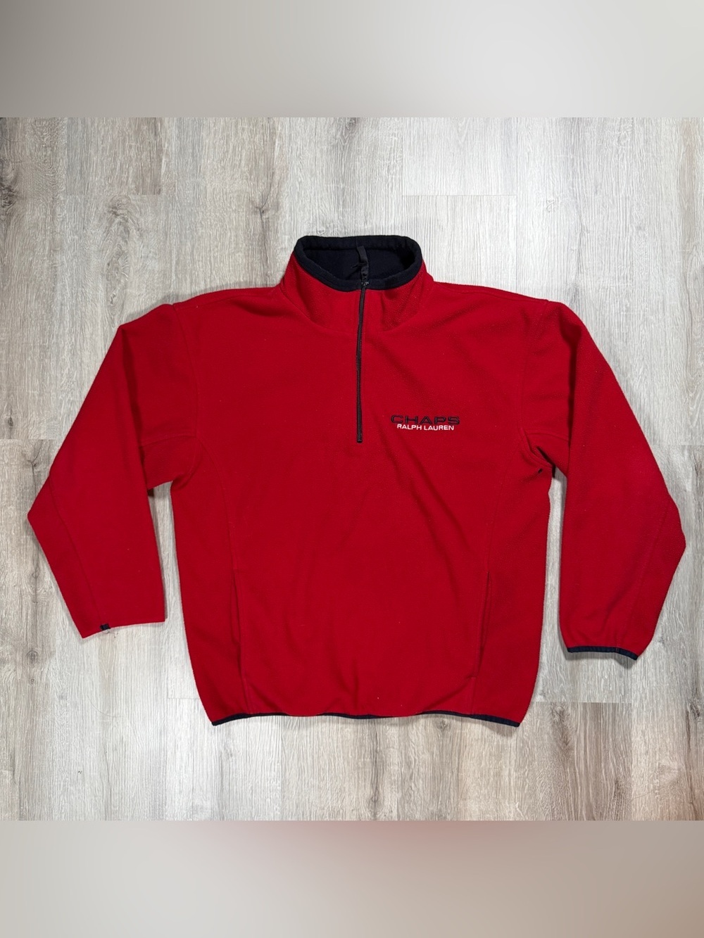 Chaps Ralph Lauren Red Fleece Quarter Zip Pullover Large